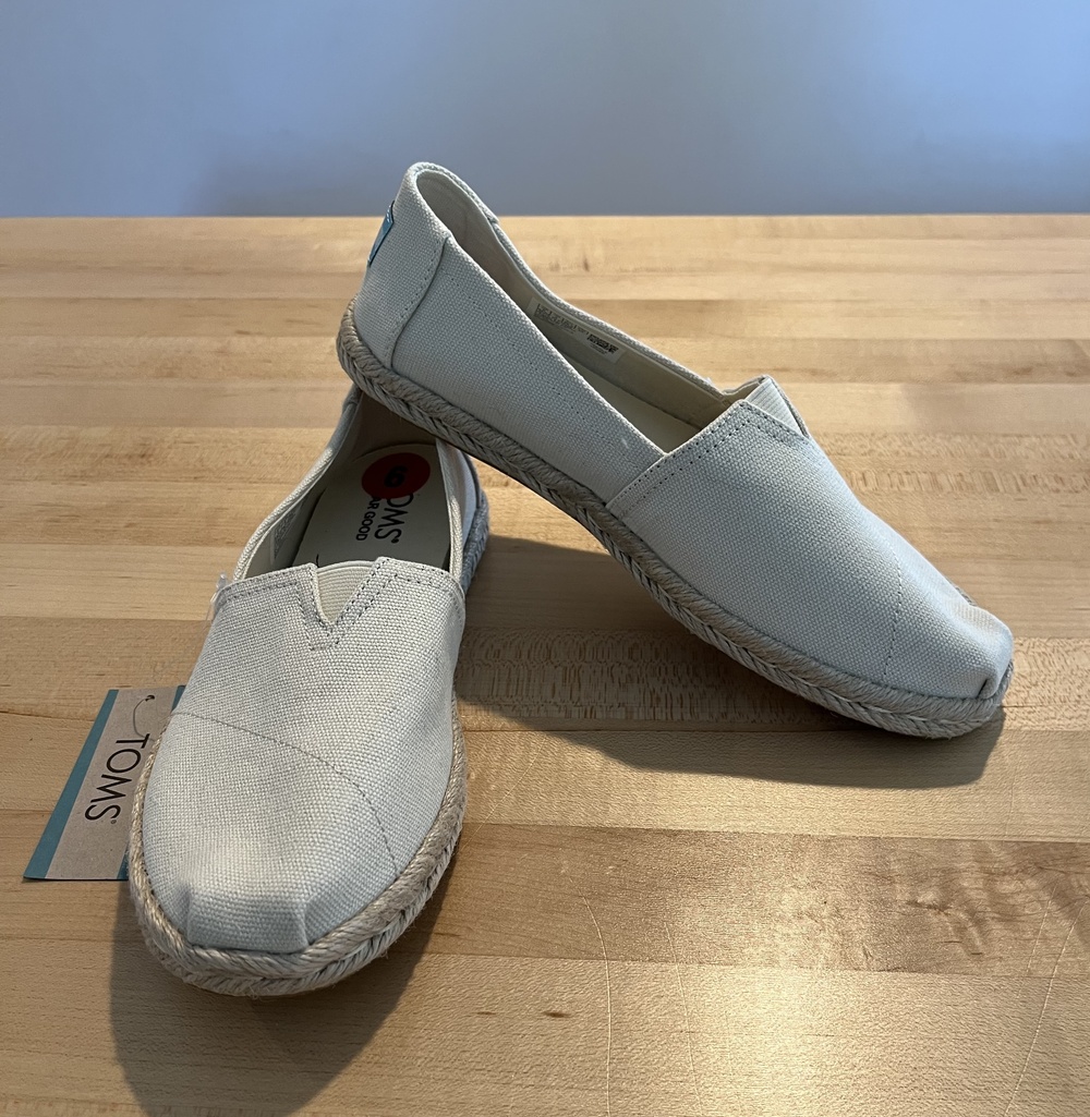 TOMS Shoes Womens Size 6 Belmont Rope Espadrille Slip On Flat Canvas New